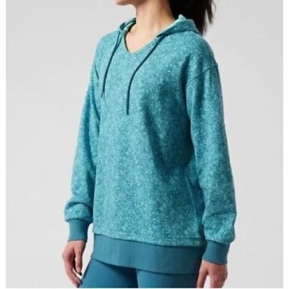 Athleta Sweatshirt Womens Small Sundown Alliance Hoodie Drawstring Turquoise